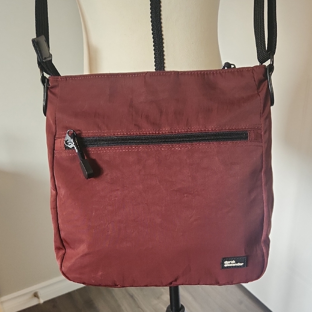 Derek Alexander burgundy nylon crossbody bag